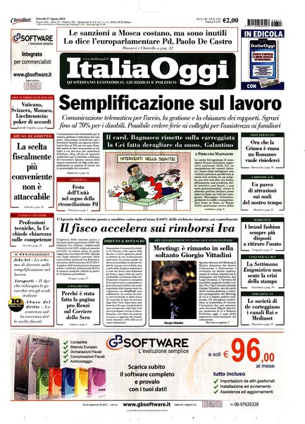 Italia oggi : quotidiano di economia finanza e politica